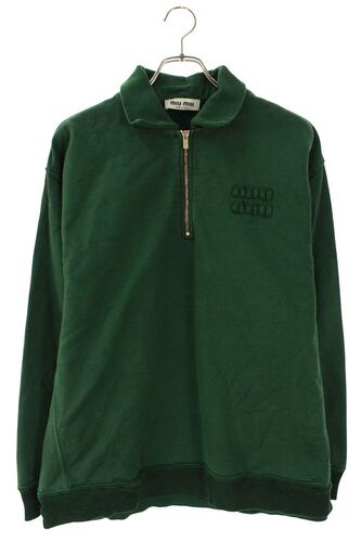 ミュウミュウ miumiu MJL008 ロゴワッペンハーフジップスウェット