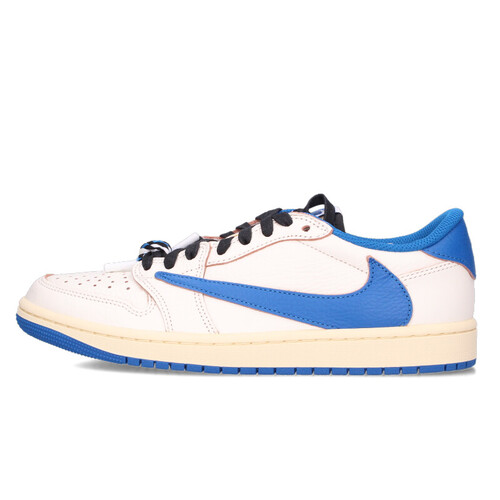 ナイキ NIKE ×トラヴィススコット エアジョーダン1ローセイルミリタリーブルースニーカー AJ1 LOW OG SP FRAGMENT SAIL MILITARY BLUE DM7866-104