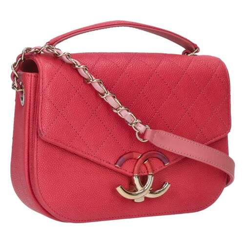 キャビアスキンチェーンショルダーバッグ ハーフココマーク