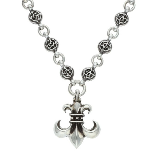 クロムハーツ CHROME HEARTS #1 FLRLBL CHN BS FLUER/フローラルボールチェーンBSフレア シルバーネックレス