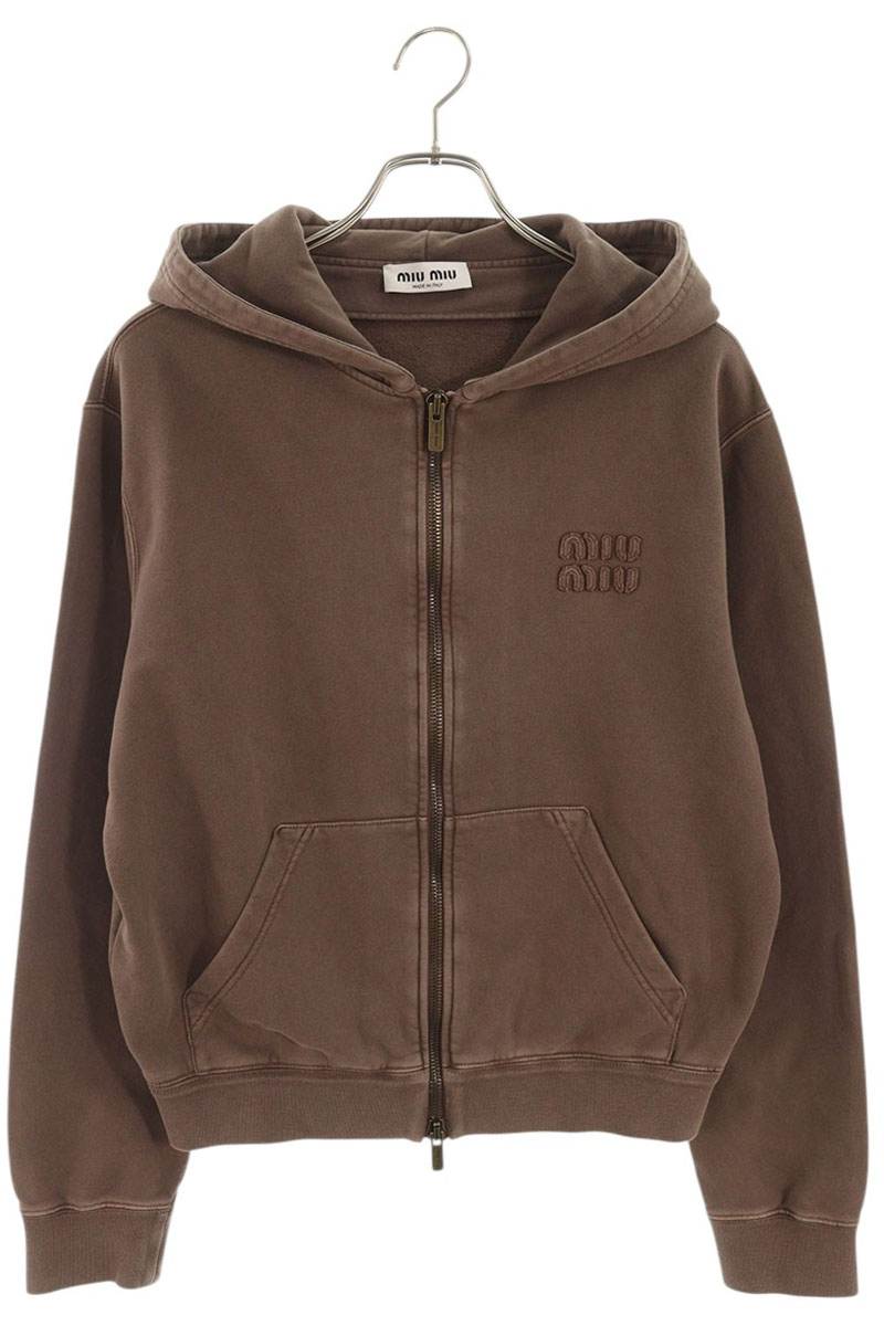 MJL063 ロゴ刺繍ジップアップパーカー