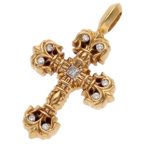 クロムハーツ CHROME HEARTS PAVEダイヤ/ゴールドネックレストップ 22K CHARM FILIGREE TINY P/DMND/タイニーフィリグリー