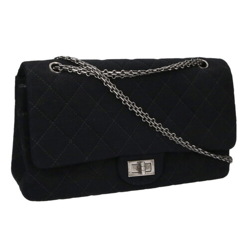 シャネル CHANEL Wフラップジャージーチェーンショルダーバッグ 2.55 ラージ