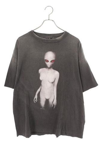 セントマイケル（Saint Mxxxxxx）ヴィンテージ加工エイリアンプリントTシャツ SM-HR8-0000-005