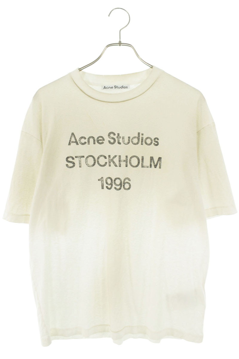 アクネストゥディオズ ヴィンテージ加工ロゴプリントTシャツ