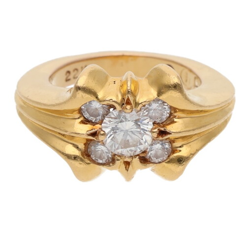 クロムハーツ CHROME HEARTS ゴールド/ダイヤリング 22K SKT 5PT DIA