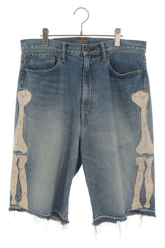14oz Denim 5P Shorts EK-1448SPA ボーン刺繍デニムハーフパンツ