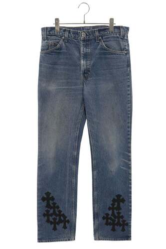 クロスパッチ付きウォッシュド517デニムパンツ U VNTG JEAN BLU ORNG TAB
