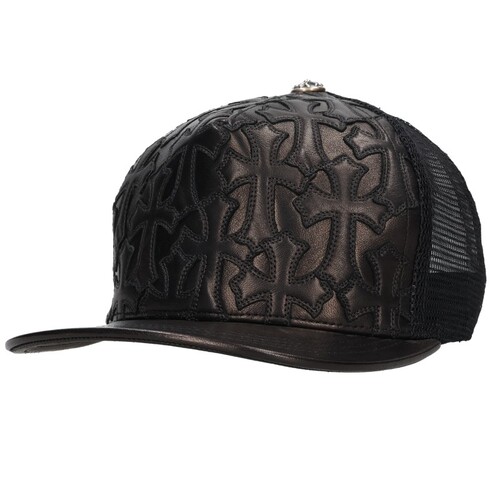 クロムハーツ CHROME HEARTS TRUCKER CAP CEME/セメタリートラッカー レザーセメタリークロスパッチキャップ