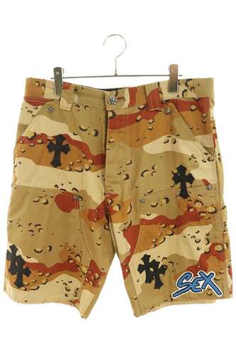 クロムハーツ CHROME HEARTS クロスパッチ付きカモ柄カーペンターハーフパンツ SEX RECORDS CARPENTER SHORTS