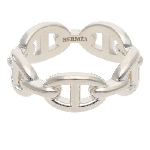 エルメス HERMES シェーヌダンクルアンシェネPMシルバーリング Chaine d'Ancre Enchainee PM